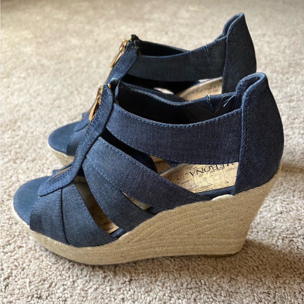 Merona Denim Blue Wedge Sandals